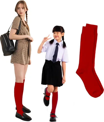 Vista 8 de BASICO Paquete de 12 calcetines hasta la rodilla para uniforme escolar para niñas