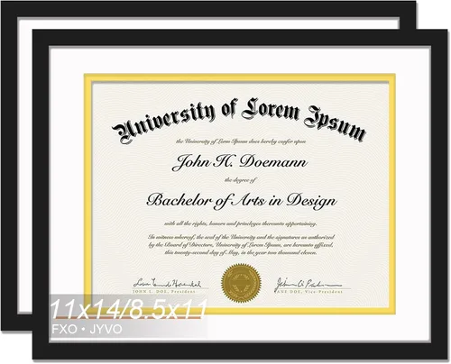 Vista 13 de Fxojyvo Marco de diploma negro 11x14, marco para documentos 8,5 x 11 con alfombrilla o 11 x 14 sin alfombrilla, marco para certificado
