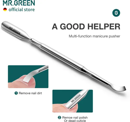 Vista 5 de MR.GREEN Tijeras para Cutículas y Manicura Tijeras de Cutículas y Recortadores Eliminador de Piel Muerta Cortadores de Acero Inoxidable Herramienta