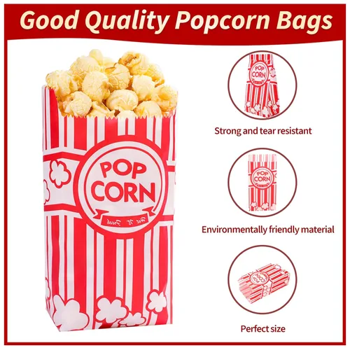 Vista 3 de VOISEN Bolsas de papel para palomitas de maíz, paquete de 400 bolsas de palomitas de maíz de 1 oz, porciones individuales, bolsa de maíz a granel