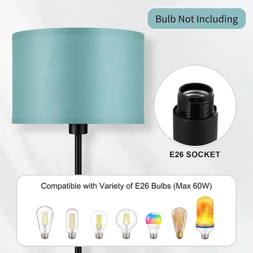 Vista 4 de Lámpara de pie negra, lámpara de pie LED de 58 pulgadas de alto, lámparas de sala de estar simples con pantalla, interruptor de pedal de pie