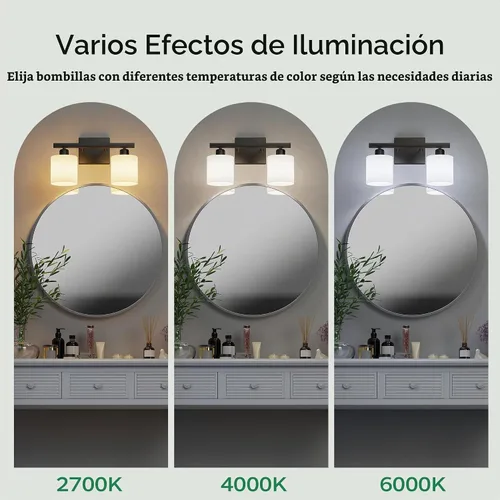 Vista 6 de PARTPHONER Accesorios de iluminación de baño, accesorios de iluminación de baño sobre espejo, luces de tocador clásicas de interior, luz de tocador