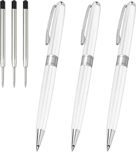 Vista 20 de Cambond Bolígrafos plateados – Bolígrafo giratorio de metal de tinta negra, punta media de 0.039 pulgadas para regalo, oficina, negocios, hombres