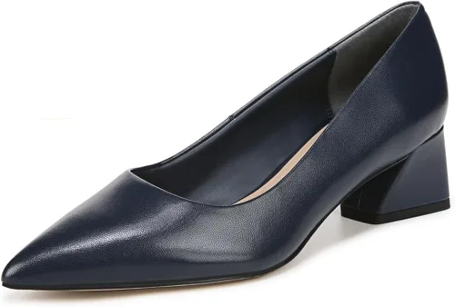 Vista 14 de Franco Sarto Women's Racer Pointed Toe Block Heel Pumps Zapatilla Ballet Rosa Claro Gamuza