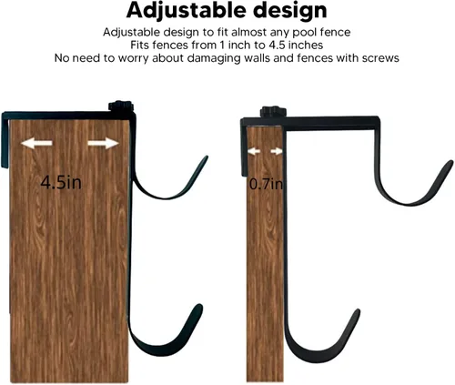 Vista 7 de Fdit 2 ganchos ajustables para postes de piscina, ganchos de metal de hierro para poste de piscina, accesorios de piscina para postes de piscina