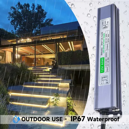 Vista 3 de Fuente de alimentación LED, adaptador de transformador de bajo voltaje IP67 impermeable con enchufe de 3 clavijas para cualquier luz