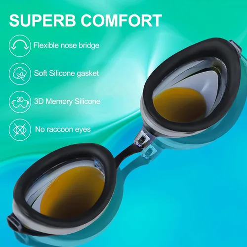 Vista 6 de Gafas de natación, paquete de 2 gafas de natación antivaho con protección UV sin fugas para adultos, hombres, mujeres, jóvenes