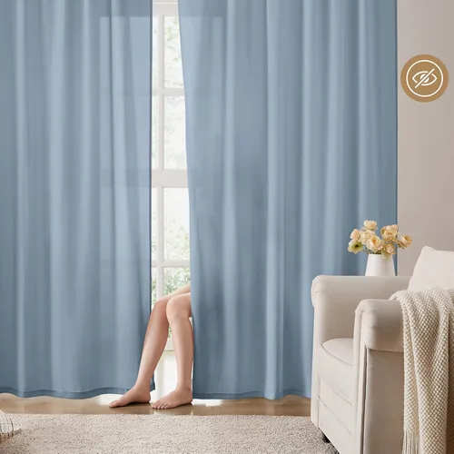 Vista 27 de HOMEIDEAS - Cortinas semitransparentes de privacidad blancas que no se transparentan, 52 x 96 pulgadas Blanco