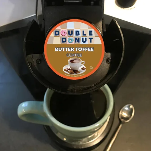 Vista 116 de Double Donut Coffee Cápsulas de Café Half Caff, Cápsulas de Café de Media Cafeína de Porción Individual para Cafeteras Keurig K Cup, Tostado Medio