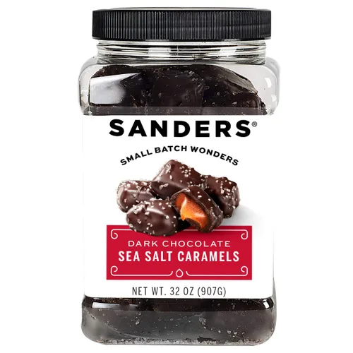 Vista 9 de Sanders Mini bocados de chocolate oscuro con sal marina y caramelo, 3.75 onzas, bolsa resellable