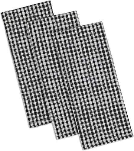 Vista 6 de DII French Check Kitchen Collection - Juego de 6 paños decorativos de algodón de gran tamaño, color negro, 6 piezas