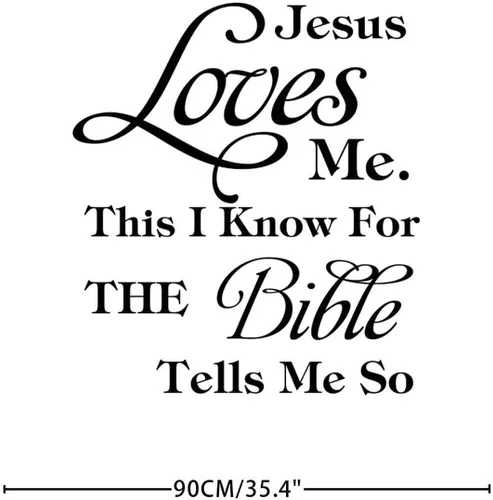 Vista 4 de Calcomanías de pared Jesús Loves Me This I Know for The Bible Tells Me So Pegatinas de pared extraíbles con citas inspiradoras, decoración de pared