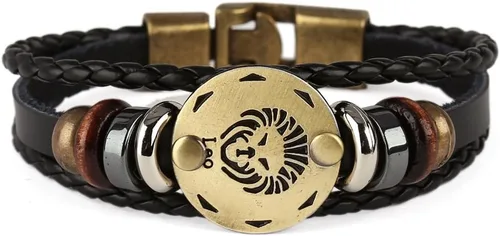 Vista 32 de Hamoery Pulsera de cuero de aleación punk para Constellation trenzada pulsera pulsera brazalete