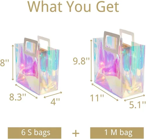 Vista 2 de VUOJUR Bolsas de regalo para novia y dama de honor 6 S y 1 M vistosas y reutilizables