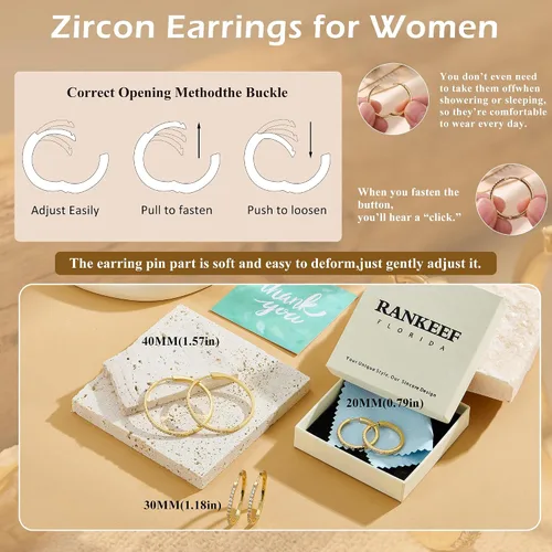 Vista 6 de Gold/Silver Plated Hoops Earrings For Women Hypoallergenic Oro 30 mm.