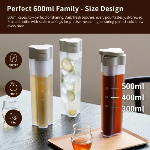 Vista 5 de watchget Cafetera portátil de 20.3 fl oz/20 onzas con filtro fino de malla 300 y sello hermético, diseño geométrico de pétalos a prueba de fugas