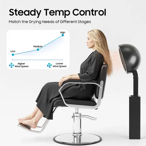 Vista 9 de Secador de pelo con capucha, secador de pelo vertical independiente con capucha ajustable de 30° a 75°, secado al aire con múltiples orificios de 0