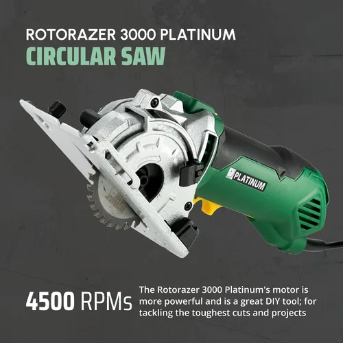 Vista 13 de ROTORAZER SAW Juego de sierras circulares compactas platino – Nuevo modelo para 2026! Extra potente – cortes más profundos. Corte paneles de yeso