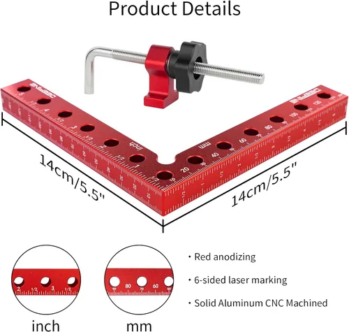 Vista 3 de Paquete de 4 abrazaderas de esquina de 90 grados de 5.5 pulgadas para carpintería Aluminum Alloy Positioning Squares, Clamping Right Angle Clamps