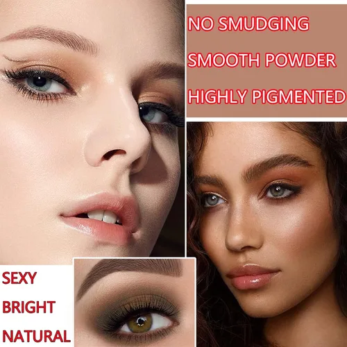 Vista 5 de Paleta de sombras de ojos desnudas de 12 colores, paleta de sombra de ojos con purpurina brillante, paleta de sombra de ojos ahumada natural