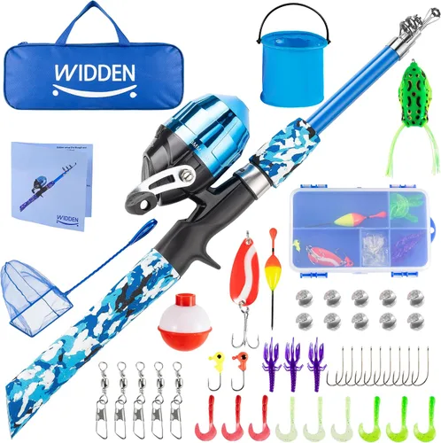 Vista 12 de WIDDEN Kids Fishing Pole, Portable Telescopic Kids Fishing Poles for Boys and Girls, Fishing Rod and Reel Combo Kit with Tackle Box, and Fishing
