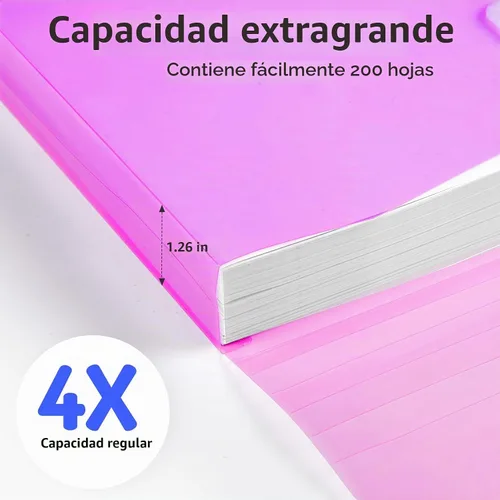 Vista 3 de Forvencer Carpeta de Bolsillo, 4X Capacidad Regular, 5 Paquetes de Carpetas de Plástico Super Pesadas con Cierre Hermético, Carpetas con Bolsillos
