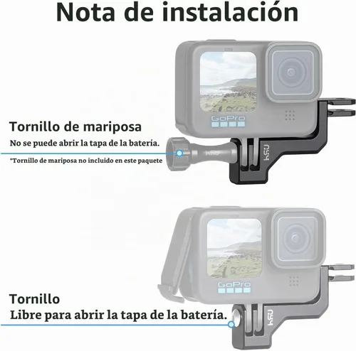 Vista 6 de HSU Aluminio 90° Soporte Vertical Adaptador Codo Montaje para GoPro Hero 13/12/11/10/9 accesorio de montaje vertical negro