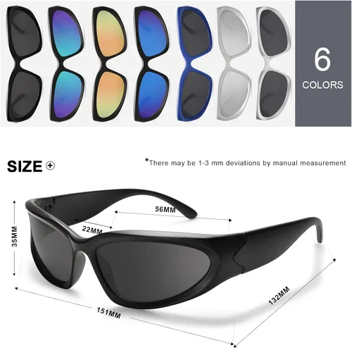 Vista 5 de VANLINKER Gafas de sol deportivas envolventes para mujer, modernas y modernas pantallas atléticas
