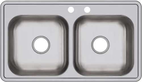 Vista 18 de Dayton D233221 Equal - Fregadero de acero inoxidable con doble tazón, 33 x 22 x 6.5 pulgadas