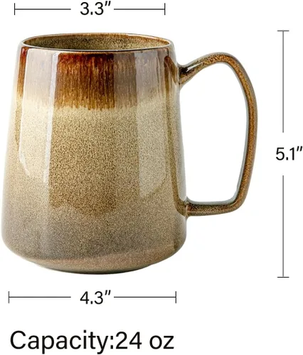 Vista 6 de Taza de café grande de cerámica de 24 onzas con asa, taza de café vintage, taza de té extra grande para oficina y hogar, apta para lavavajillas