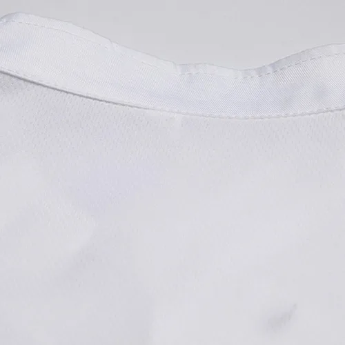 Vista 8 de Abrigo de chef unisex de manga corta, uniforme de chef de cocina, chaqueta de trabajo ligera con bolsillos