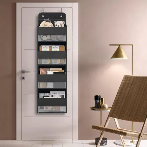 Vista 2 de TYMENSH Organizador colgante sobre la puerta con 4 bolsillos grandes: armario, baño, guardería, dormitorio, almacenamiento para juguetes, cosméticos