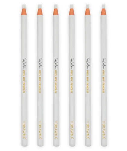 Vista 3 de Brawna Paquete de 6 lápices de cejas Pro Peel Off para mapeo de labios y cejas, suministros de microblading, color blanco