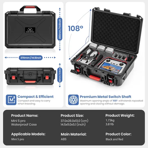 Vista 3 de STARTRC Mini 5 Pro Caso, funda impermeable para DJI Mini 5 Pro