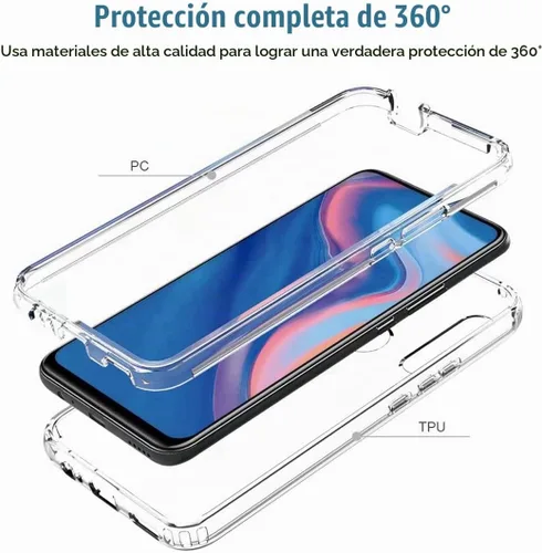 Vista 3 de Funda transparente compatible con Y9 Prime 2019/Honor 9X/P Smart Z STK-LX1 con protector de pantalla de vidrio templado, bonita funda protectora