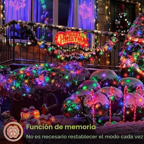 Vista 5 de QITONG Paquete de 2 luces solares de Navidad multicolor, cada cadena de 100 luces LED de 33 pies para exteriores, impermeable, 8 modos de cable