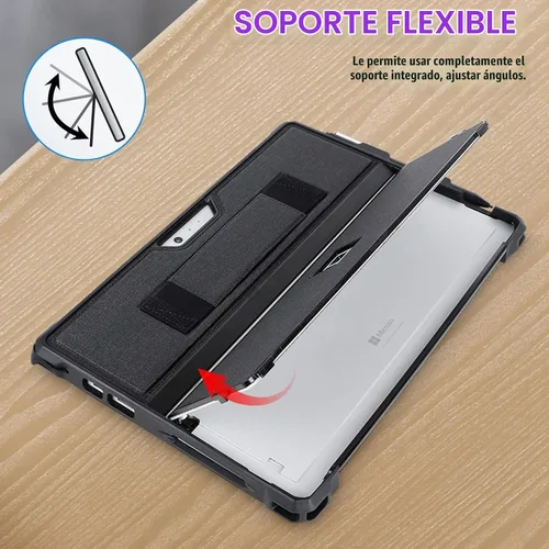 Vista 5 de Funda protectora resistente para Microsoft Surface Pro 7+/7/6/5/4/LTE de 12.3", con soporte para lápiz capacitivo y correa de mano, compatible