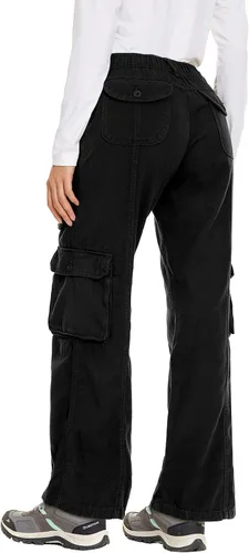 Vista 2 de Pantalones cargo de senderismo para mujer, de algodón, casuales, militares, con 7 bolsillos