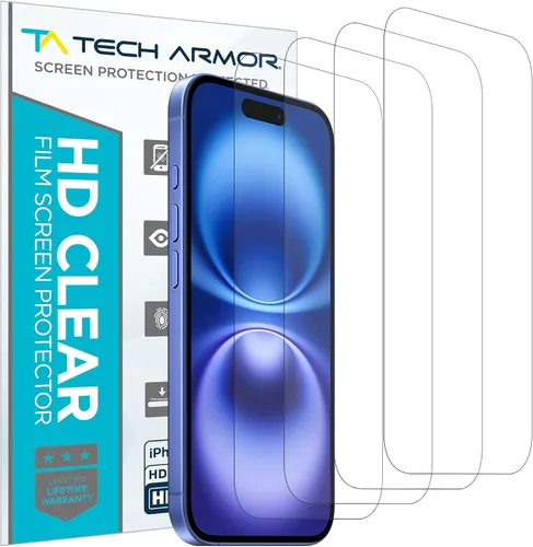 Vista 3 de Tech Armor Protector de pantalla de película transparente HD diseñado para Apple iPhone 12 Pro Max de 6.7 pulgadas, paquete de 4 unidades 2020