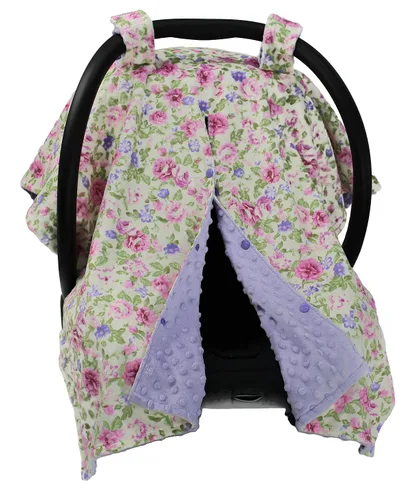 Vista 10 de Dear Baby Gear Toldo floral para asiento de automóvil para bebé con apertura de botón a presión, funda de asiento de automóvil para recién nacidos