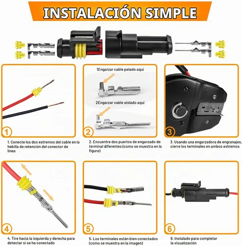 Vista 5 de ANTOM Kit de conectores automotrices de 356 piezas, 26 juegos de conectores de cable impermeables de 1/2/3/4 pines con herramienta de prensado