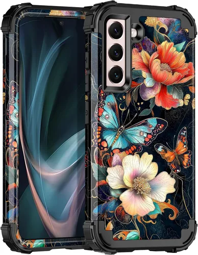 Vista 26 de Miqala Funda para Galaxy S21 FE 5G, brilla en la oscuridad, tres capas, resistente, protección a prueba de golpes, parachoques de plástico