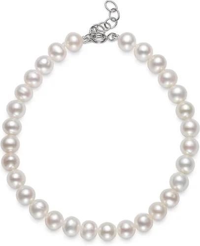 Vista 4 de Conjunto de perlas cultivadas de agua dulce para mujer con collar, pulsera y aretes, Perla, Perla