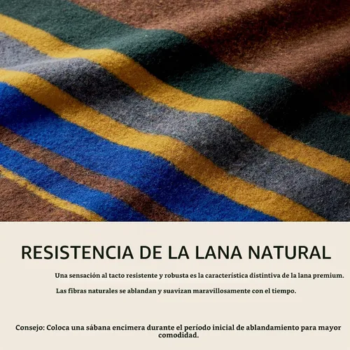 Vista 7 de Pendleton Yakima Camp Blanket Full Queen 90" x 90" - Wool Cotton Lago