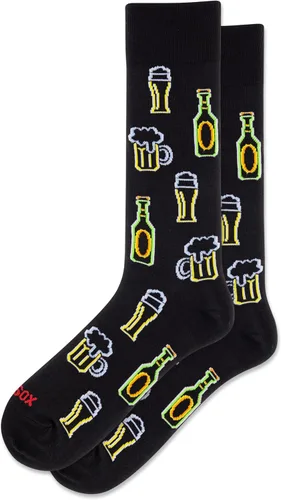 Vista 18 de Hot Sox Men's Fun Cocktail Drinks Crew Socks - 1 Pair Pack - Happy Hour Cool & Funny Novelty Gifts Cerveza (negro)