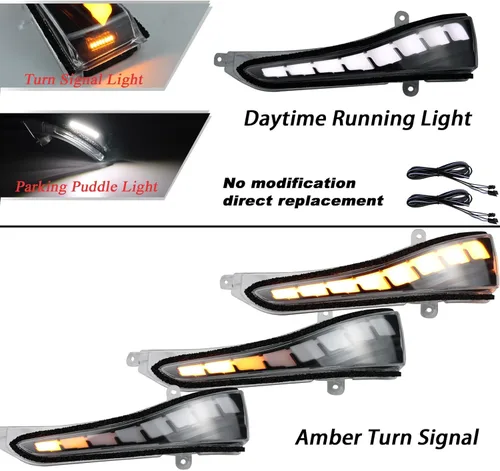 Vista 2 de Luz de marcador de espejo lateral LED para Infiniti Q50 Q60 Q70 QX50 QX60 Lámparas indicadoras DRL señal de giro dinámico espejo mejorado LED