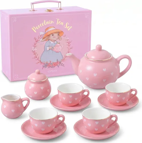 Vista 12 de Giggle & Honey® White Floral Tea Party Set for Little Girls
