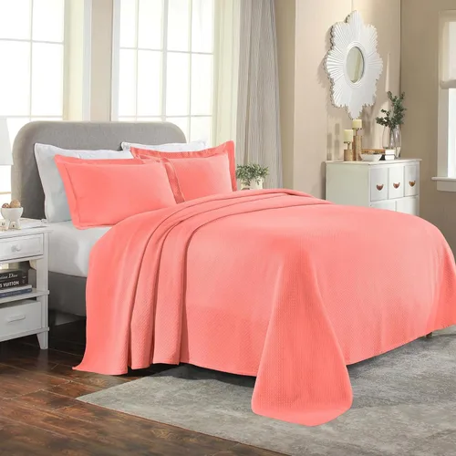 Vista 27 de Cubrecama doble Superior Diamond Solitaire de algodón de primera calidad Jacquard Matelassé con fundas de almohada a tono, color aguamarina, Agua