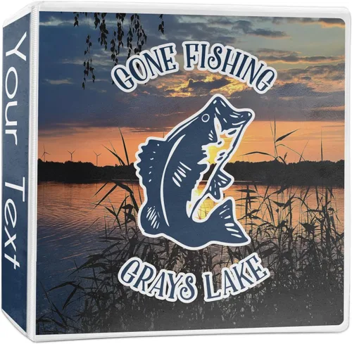 Vista 8 de Carpeta personalizada de 3 anillas Gone Fishing - 1 pulgada