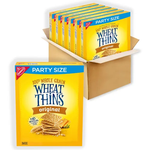 Vista 17 de Wheat Thins Galletas con un toque de sal, bajas en sodio, galletas integrales de trigo, paquetes a granel, 6 cajas de 8.5 onzas cada una Galletas